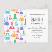 Kleurrijke Beakers en Flasks Science Patroon Uitnodiging Briefkaart (Voorkant)