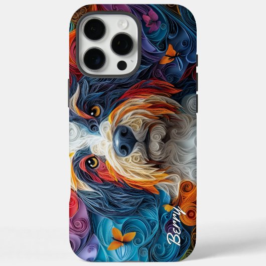 Kleurrijke Bearded Collie Portret Case-Mate iPhone Case (Achterkant)