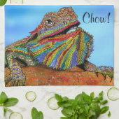 Kleurrijke Bearded Dragon 1/2 Fold Keuken Handdoek (Gevouwen)