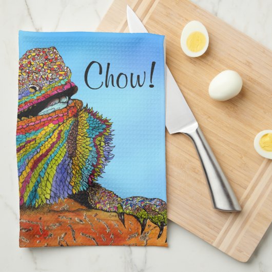 Kleurrijke Bearded Dragon 1/2 Fold Keuken Handdoek (Quarter Fold)