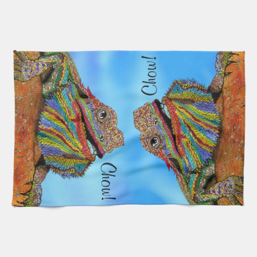 Kleurrijke Bearded Dragon 1/2 Fold Keuken Handdoek (Horizontaal)