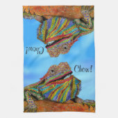 Kleurrijke Bearded Dragon 1/2 Fold Keuken Handdoek (Verticaal)