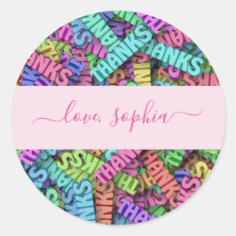 Kleurrijke Bedankt bevestigen Je voegt naam toe Ronde Sticker