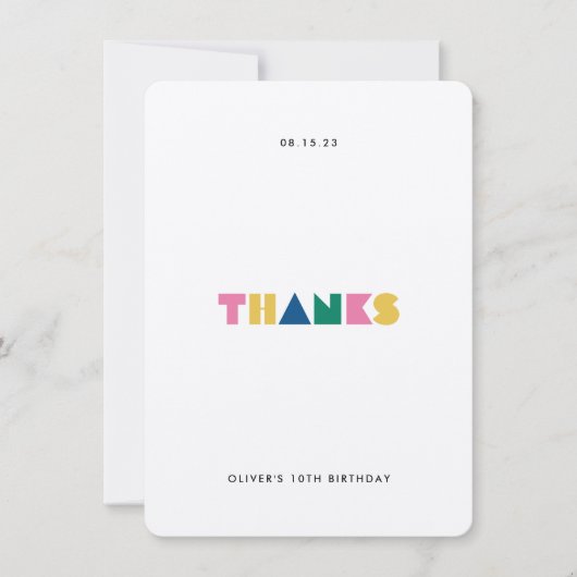Kleurrijke Bedankt Kinderen Verjaardagsfeest Dankk (Voorkant)