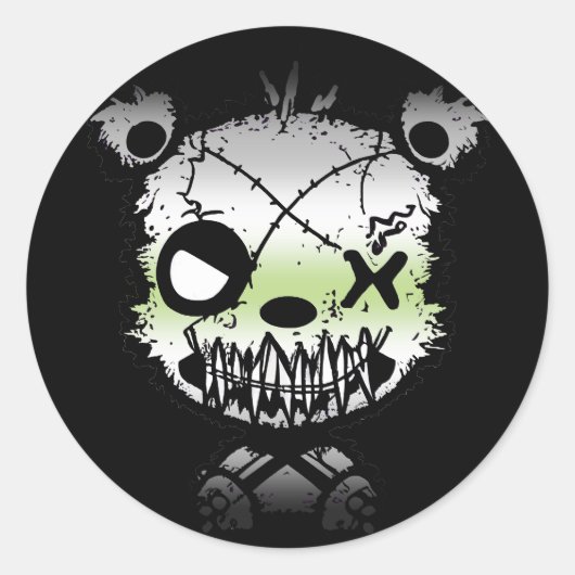 Kleurrijke Beer met Goth Agender Pride Vlag Ronde Sticker (Voorkant)