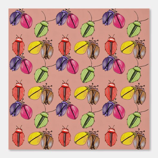 Kleurrijke Beetles Wallpaper Behang (Voorkant)