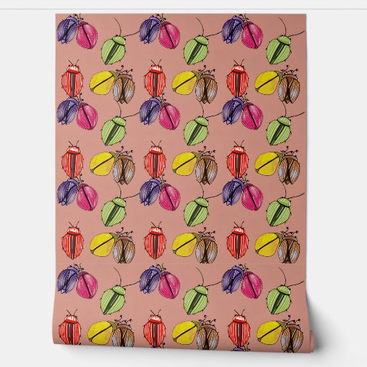 Kleurrijke Beetles Wallpaper Behang (Afrollen)