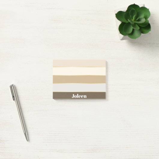 Kleurrijke Beige Goud Gepersonaliseerde Kleurstrep Post-it® Notes (Kantoor)