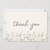 Kleurrijke Beige Wilde Bloem Bruidsdouche Bedankkaart (Voorkant)