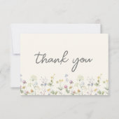 Kleurrijke Beige Wilde Bloem Bruiloftsfeest Bedankkaart (Voorkant)