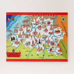 Kleurrijke België geïllustreerde kaart Legpuzzel