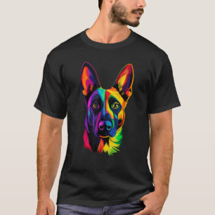 Kleurrijke Belgische Malinois-liefhebber Dappere H T-shirt