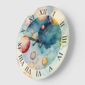 Kleurrijke Bellen Waterverf Kunst Grote Klok (Hoek)