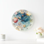 Kleurrijke Bellen Waterverf Kunst Grote Klok (Huis)