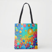 Kleurrijke Bellen Zwevende Kunst Tote Bag (Voorkant)