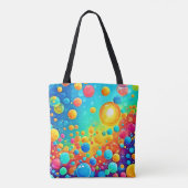 Kleurrijke Bellen Zwevende Kunst Tote Bag (Achterkant)