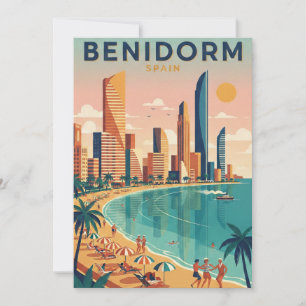 Kleurrijke Benidorm Spanje Costa Blanca Illustrati Kaart