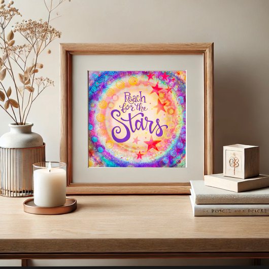 Kleurrijke Bereik voor de Sterren Quote Inspireren Poster