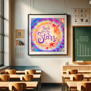 Kleurrijke Bereik voor de Sterren Quote Inspireren Poster