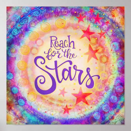 Kleurrijke Bereik voor de Sterren Quote Inspireren Poster (Voorkant)