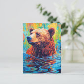 Kleurrijke beren abstract schilderij briefkaart (Staand voorkant)
