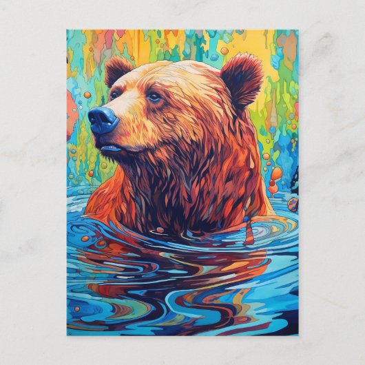 Kleurrijke beren abstract schilderij briefkaart (Voorkant)