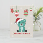 Kleurrijke Beren Beer kerstwinterdieren Feestdagenkaart (Staand voorkant)