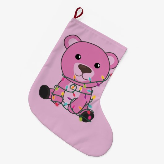 Kleurrijke Beren Beer kerstwinterdieren Grote Kerstsok (Voorkant (Hangend))