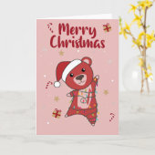 Kleurrijke Beren Beer kerstwinterdieren Kaart (Gele Bloem)