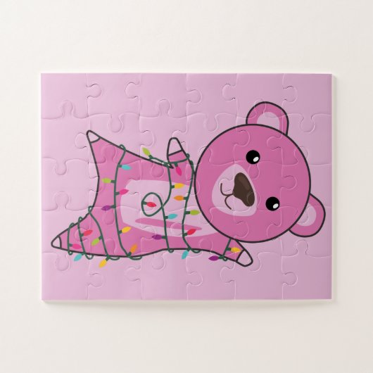 Kleurrijke Beren Beer kerstwinterdieren Legpuzzel (Horizontaal)