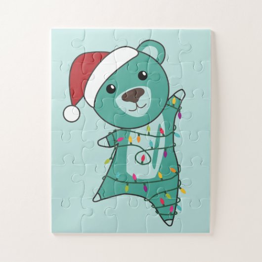 Kleurrijke Beren Beer kerstwinterdieren Legpuzzel (Verticaal)