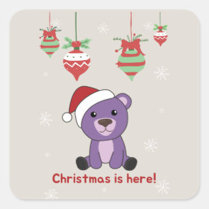 Kleurrijke Beren Beer kerstwinterdieren Vierkante Sticker