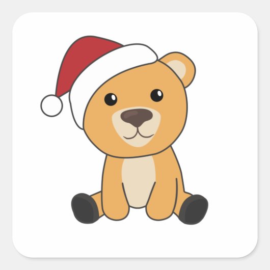 Kleurrijke Beren Beer kerstwinterdieren Vierkante Sticker (Voorkant)
