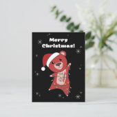 Kleurrijke beren vrolijk kerstfeest winterdieren b feestdagenkaart (Staand voorkant)