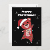 Kleurrijke beren vrolijk kerstfeest winterdieren b feestdagenkaart (Voorkant / Achterkant)