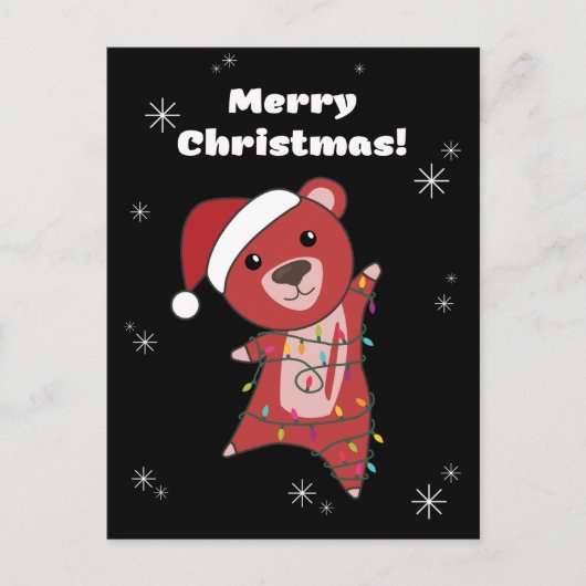 Kleurrijke beren vrolijk kerstfeest winterdieren b feestdagenkaart (Voorkant)