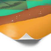 KLEURRIJKE BERG BEER PALMBOMEN OCEAAN PERFECT POSTER (Hoek)