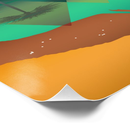 KLEURRIJKE BERG BEER PALMBOMEN OCEAAN PERFECT POSTER (Hoek)