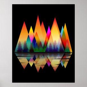 KLEURRIJKE BERGVORMEN NATUUR BOS POSTER
