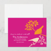 Kleurrijke berichten over vogelbewegingen aankondigingskaart (Voorkant / Achterkant)