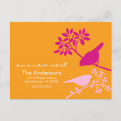 Kleurrijke berichten over vogelbewegingen aankondigingskaart (Voorkant)