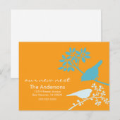 Kleurrijke berichten over vogelbewegingen aankondigingskaart (Voorkant / Achterkant)