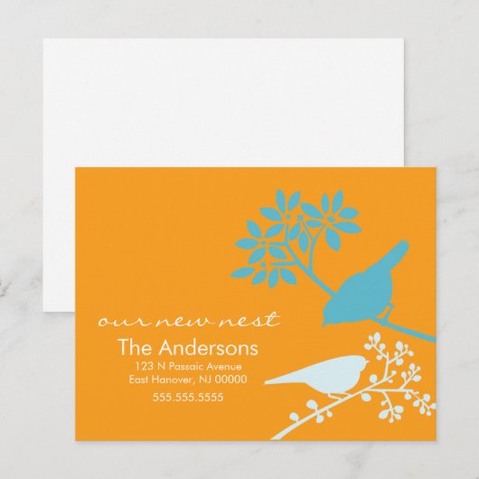 Kleurrijke berichten over vogelbewegingen aankondigingskaart (Voorkant / Achterkant)