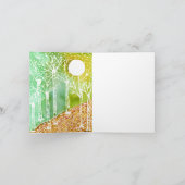 Kleurrijke berkenbomen, maan en vogels Wenskaart Kaart (Binnen)