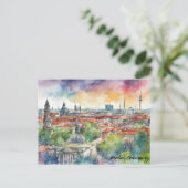 Kleurrijke Berlijnse skyline Waterverf Briefkaart (Staand voorkant)