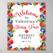Kleurrijke Berry Eerste 1e Verjaardagsfeestje Welk Poster (Voorkant)