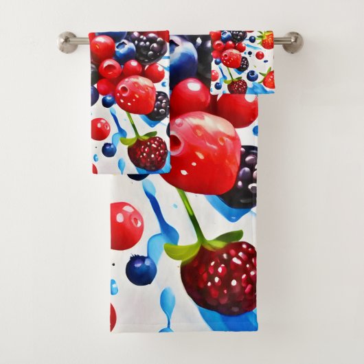 Kleurrijke Berry Fiesta Design Bad Handdoek (Insitu)