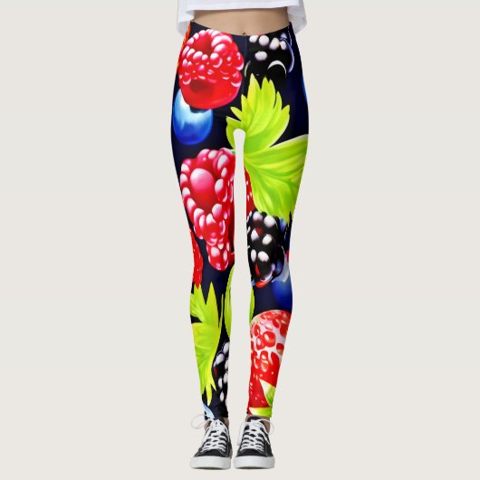 Kleurrijke Berry Medley Design Leggings (Voorkant)