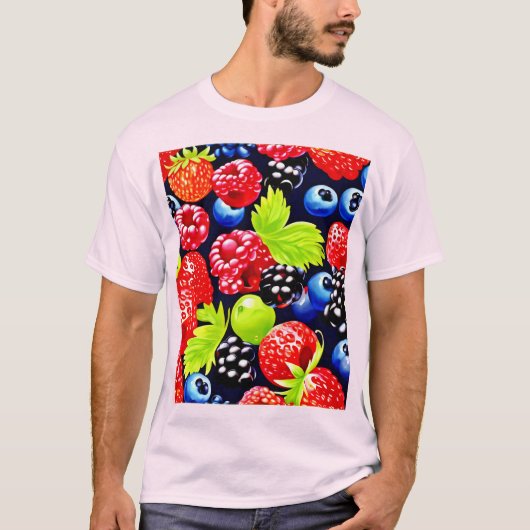 Kleurrijke Berry Medley Design T-shirt (Voorkant)