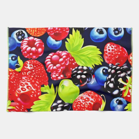 Kleurrijke Berry Medley Design Theedoek (Horizontaal)